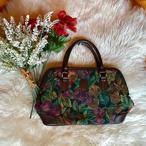 Rare vintage LC floral Italian tapestry handbag